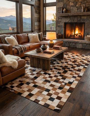 5' x 8' Cowhide Leather Rug
