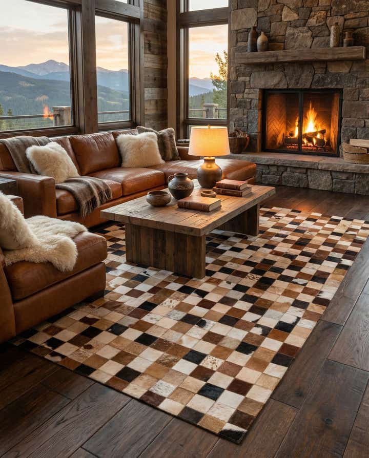 5' x 8' Cowhide Leather Rug