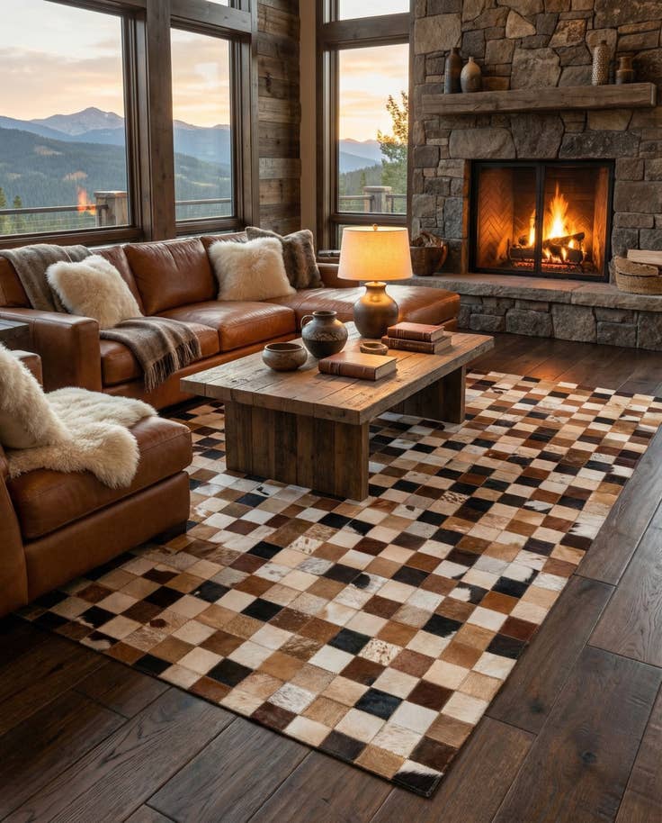 Detail image of 5' x 8' Cowhide Leather Rug