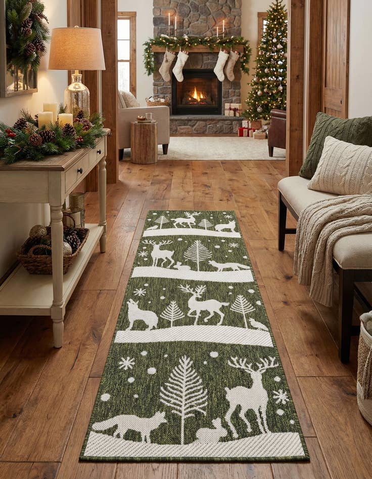 Detail image of  2' x 6'  Washable Holiday Indoor / Outdoor Runner Rug