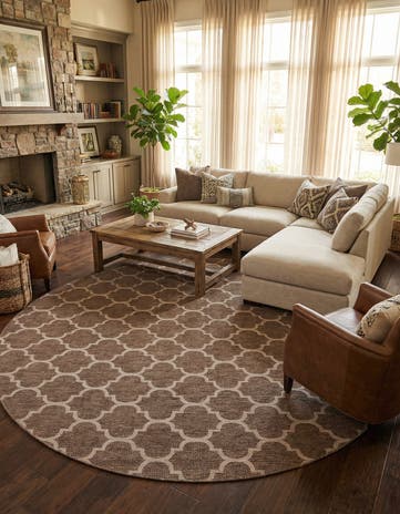 13' x 13' Easy-Clean Lattice Indoor / Outdoor Round Rug
