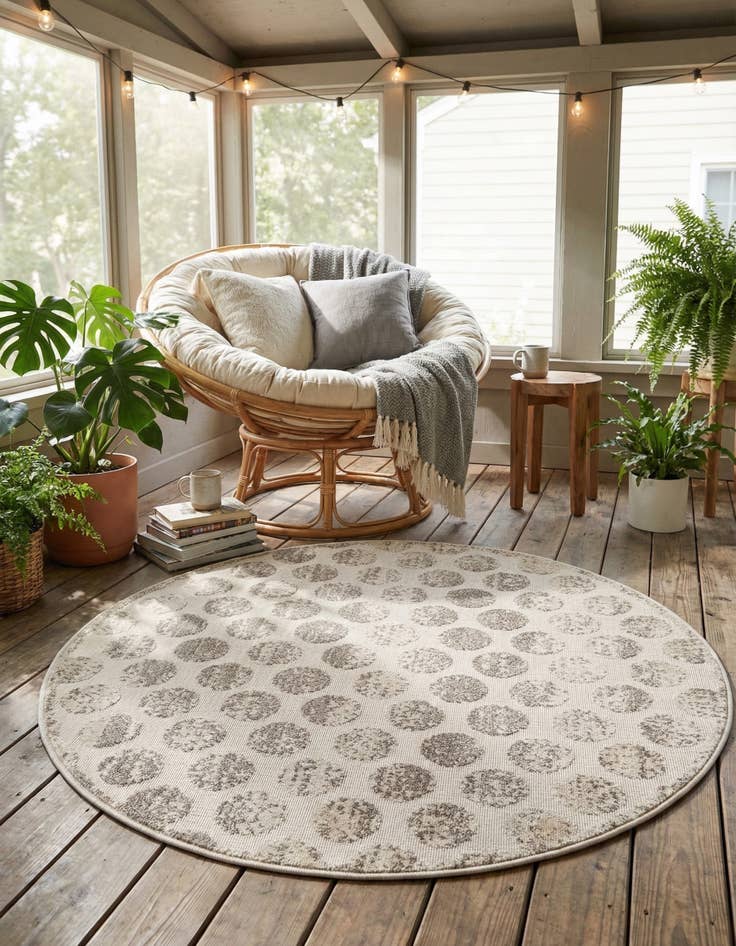 Detail image of 5' x 5'  Washable Sabrina Soto Indoor / Outdoor Round Rug