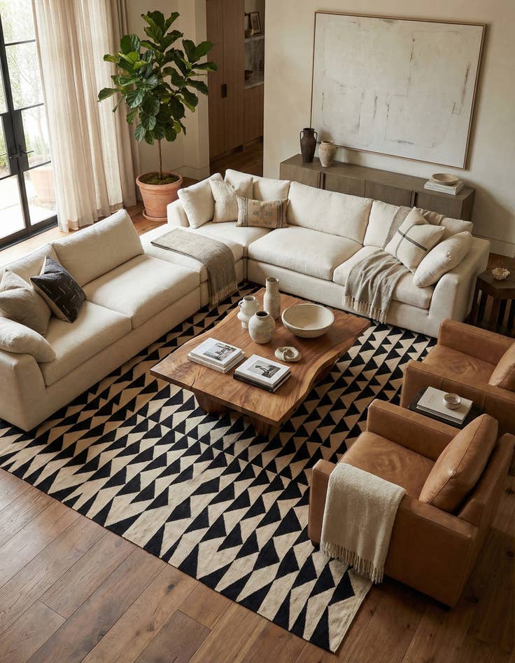 Detail image of  8' 6 x 9' 4  Hand Woven Kilim Modern Wool Rug