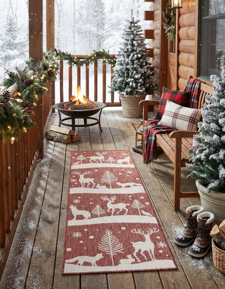 Detail image of 2' x 6' Easy-Clean Holiday Indoor / Outdoor Runner Rug