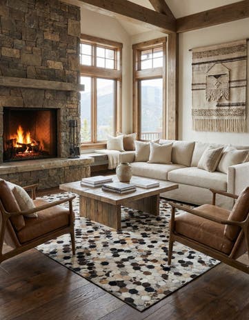 5' 1 x 7' 10 Cowhide Leather Rug