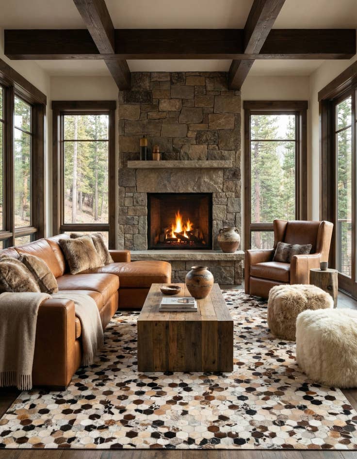 Detail image of  5' 1 x 7' 10 Cowhide Rug