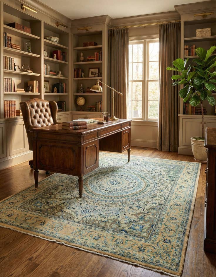 Detail image of 9' 8 x 12' 8  Hand Knotted Birjand Persian Wool Rug