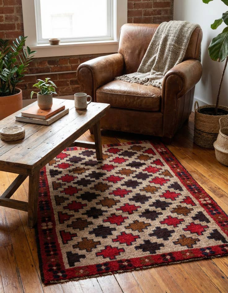 Detail image of  2' 10 x 4' 7  Hand Knotted Balouch Persian Wool Rug