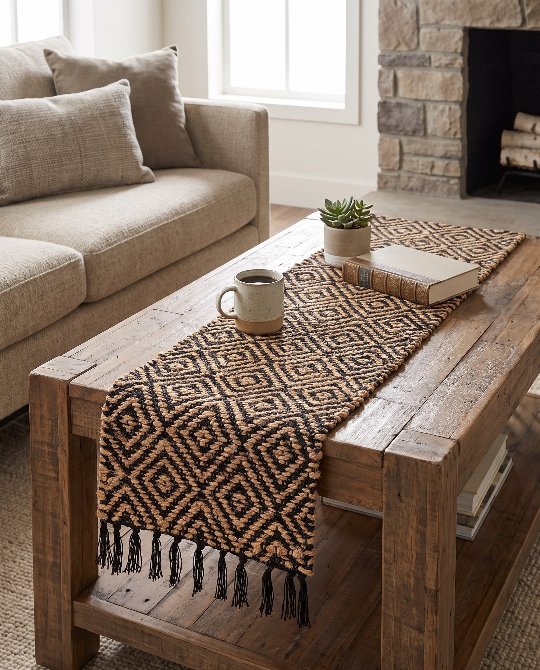 1' 2 x 4' 1 Hand Woven Braided Jute Table Runner Rug