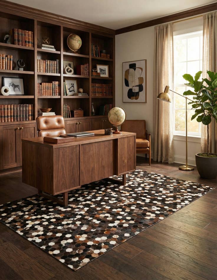 Detail image of 5' 1 x 8' 1 Cowhide Leather Rug