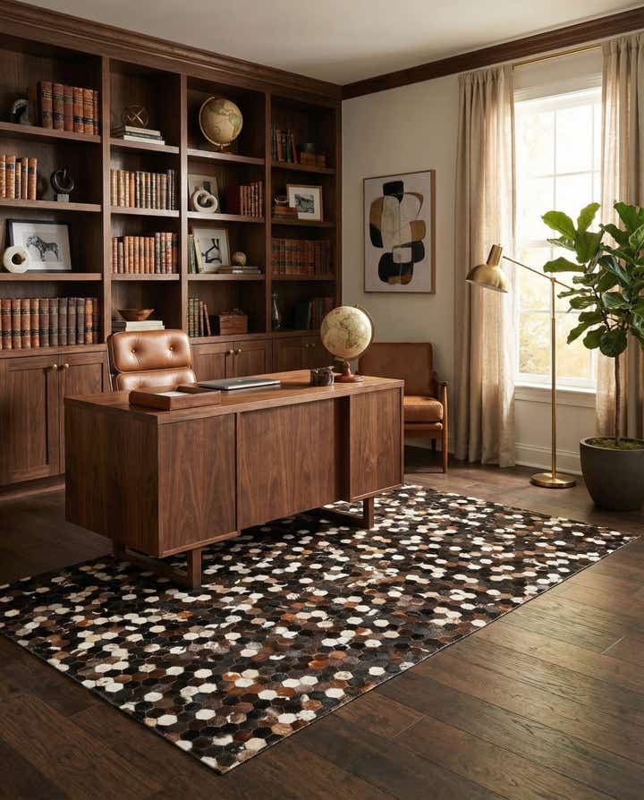 5' 1 x 8' 1 Cowhide Leather Rug