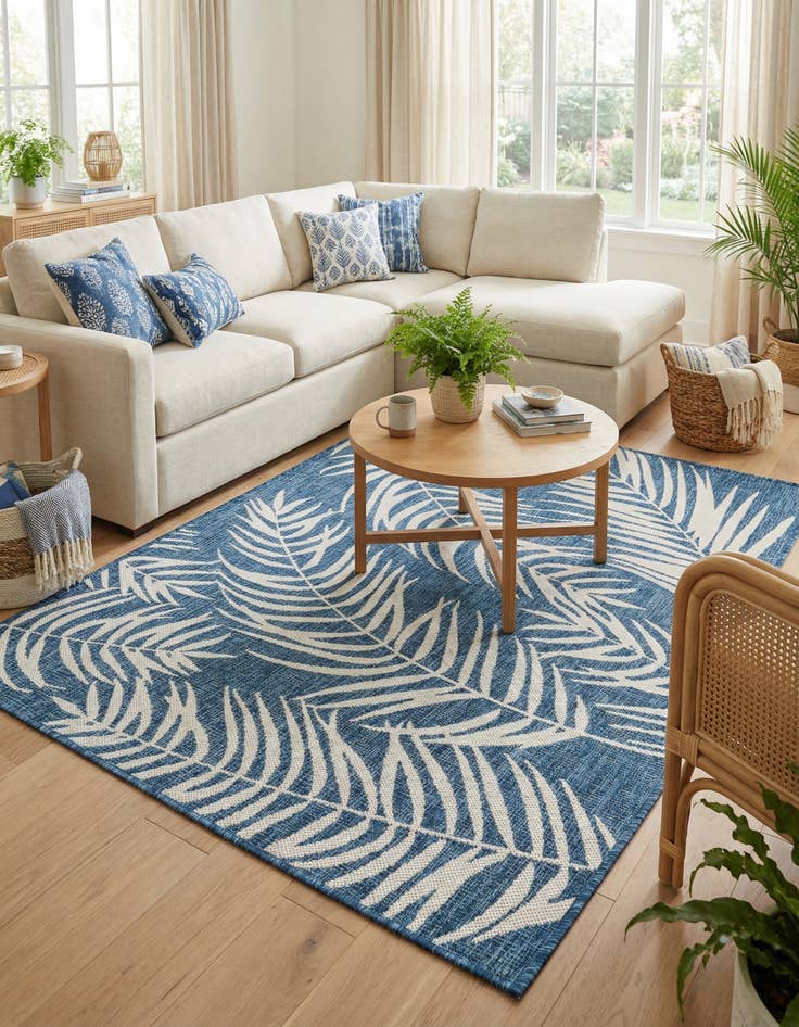 Detail image of 4' x 6'  Washable Botanical Indoor / Outdoor Rug