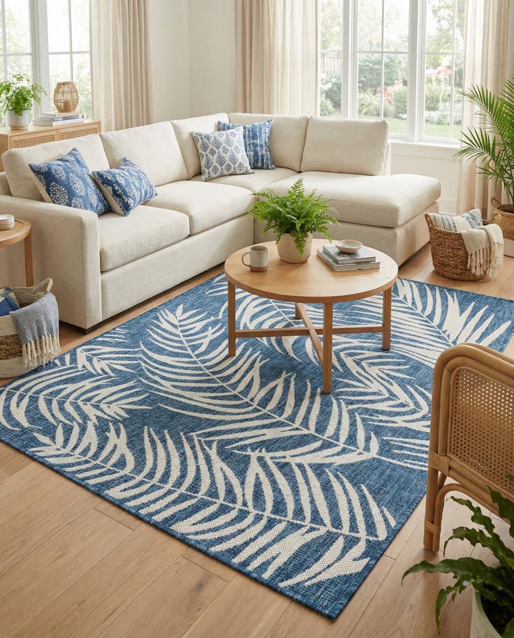 Detail image of 4' x 6' Easy-Clean Botanical Indoor / Outdoor Rug