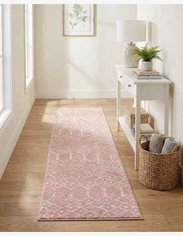 Rose Pink Paxon Trellis Runner Rug