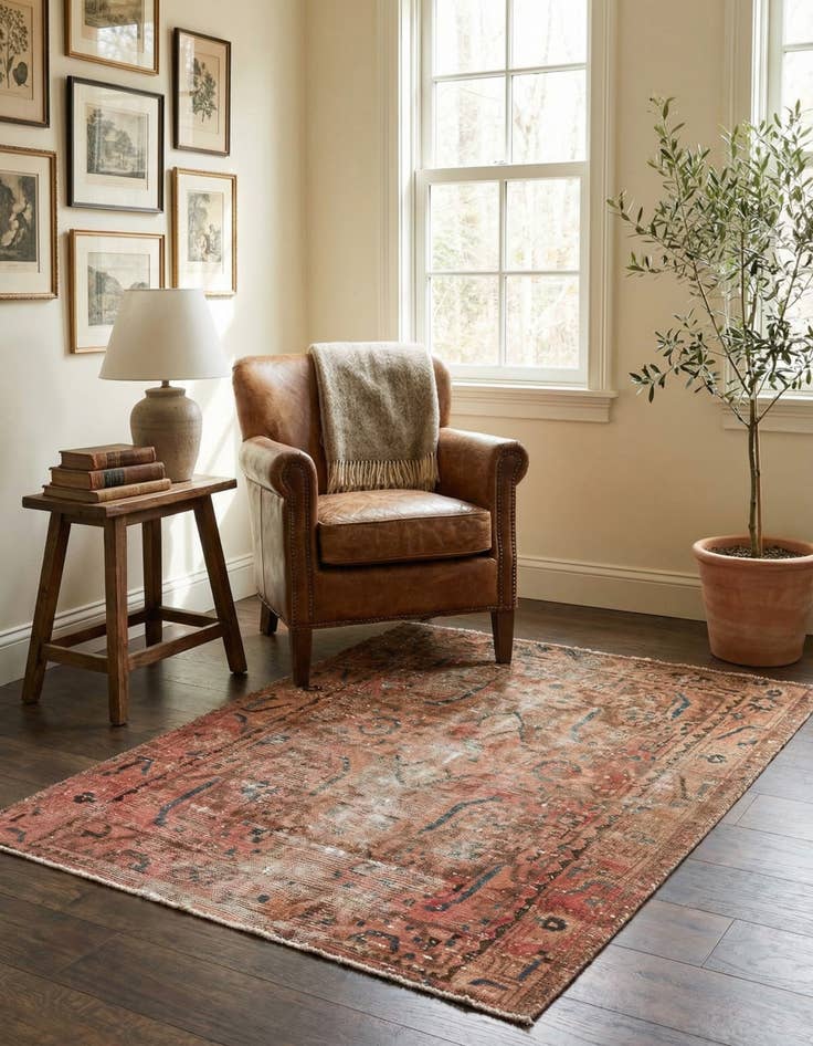 Detail image of  3' 6 x 4' 7  Hand Knotted Ultra Vintage Persian Wool Rug