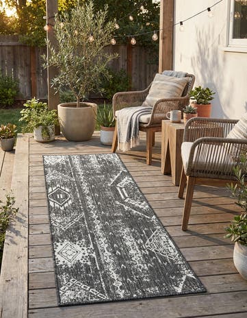 2' x 6' Easy-Clean Bohemian Indoor / Outdoor Runner Rug