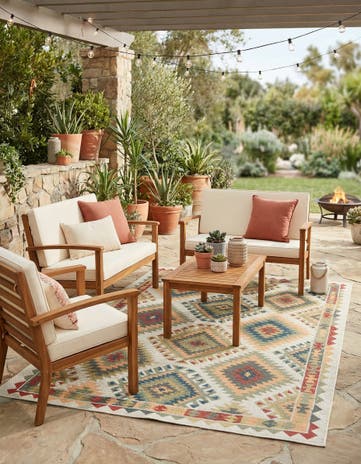 Ivory Easy-Clean Baja Indoor / Outdoor Rug