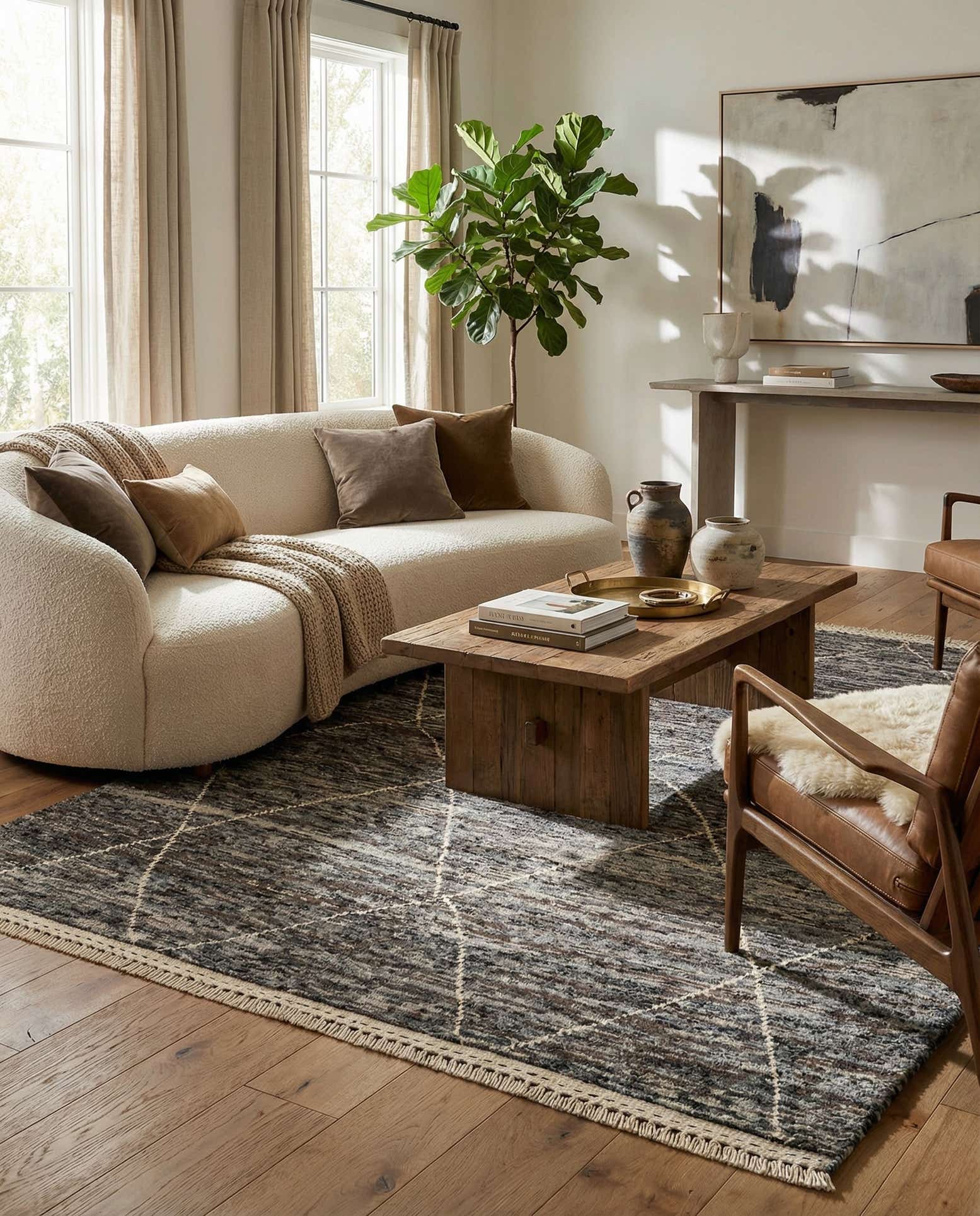 4' 11 x 6' 10 Hand Knotted Moroccan Wool Rug