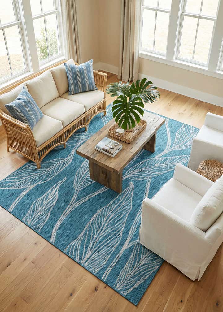 7' 10 x 11' Easy-Clean Botanical Indoor / Outdoor Rug