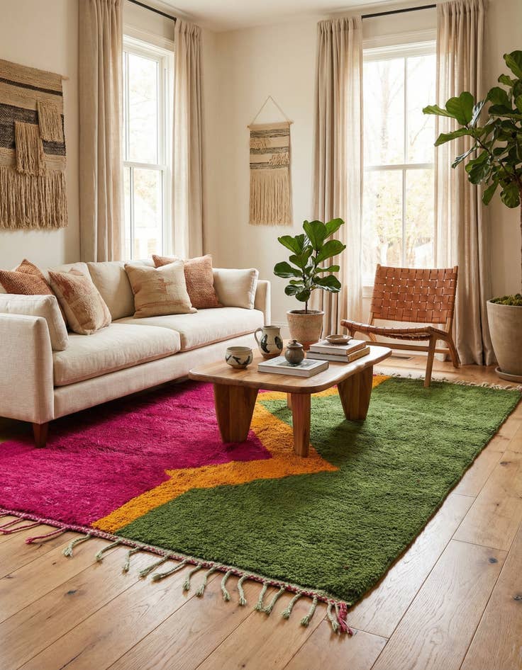 Detail image of 7' x 10'  Hand Knotted Moroccan Wool Rug