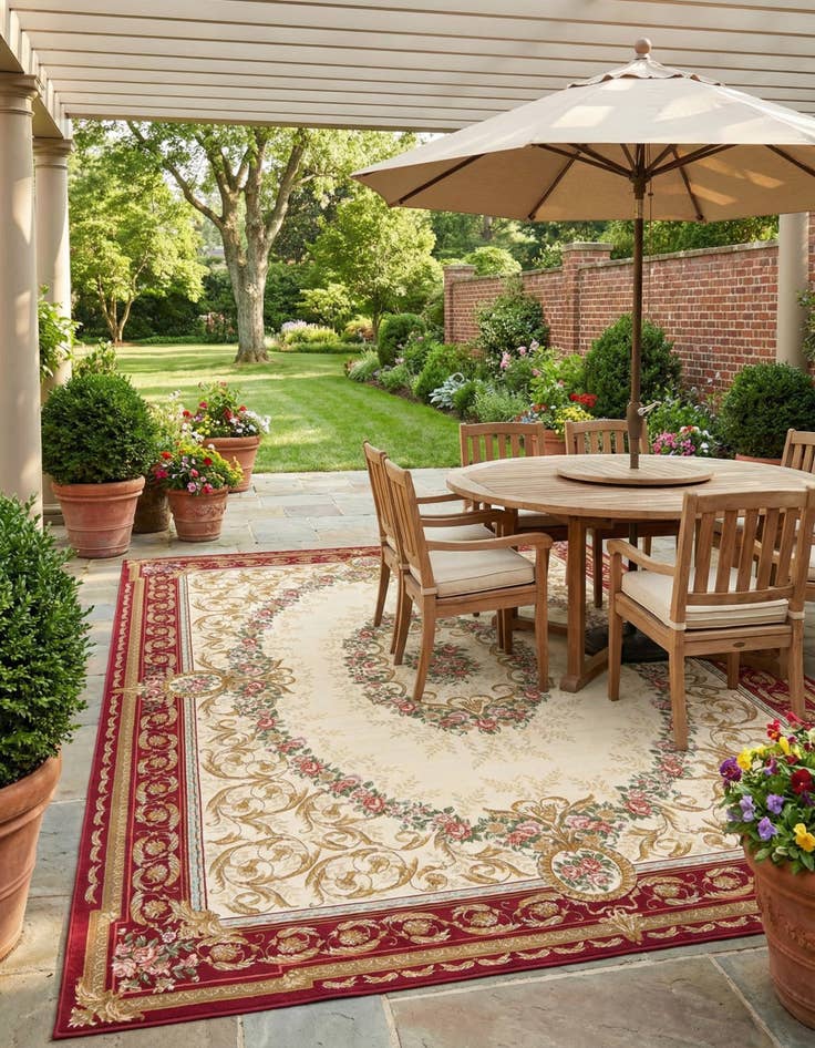 Detail image of 10' x 14' Easy-Clean Traditional Indoor / Outdoor Rug