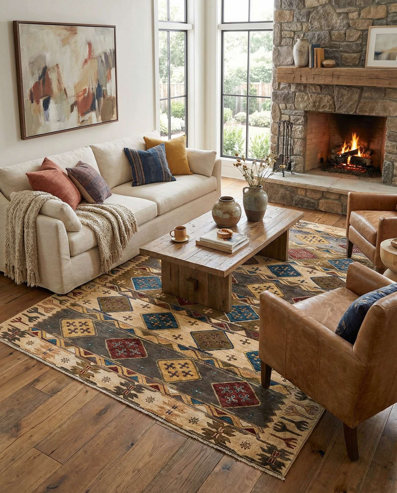 6' 7 x 9' 9 Hand Knotted Modern Ziegler Rug