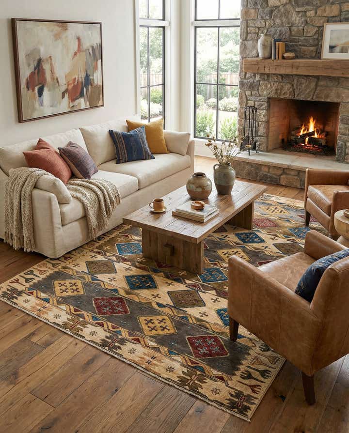 6' 7 x 9' 9 Hand Knotted Modern Ziegler Rug