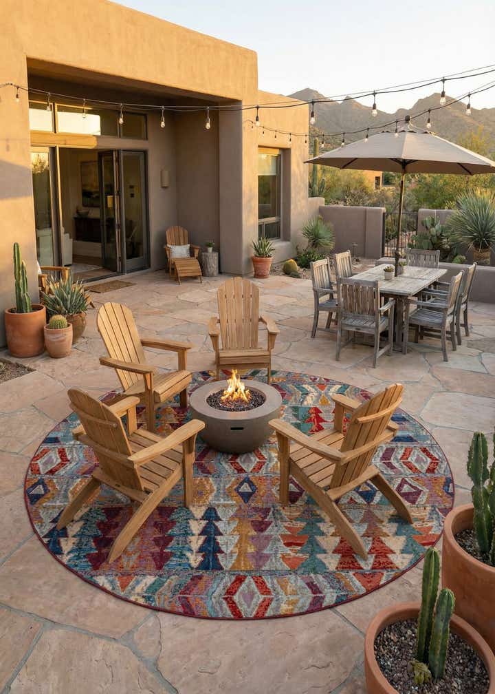 12' x 12' Easy-Clean Modern Indoor / Outdoor Round Rug
