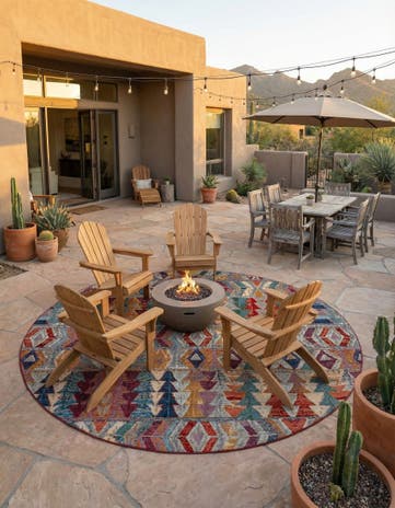 12' x 12' Easy-Clean Modern Indoor / Outdoor Round Rug