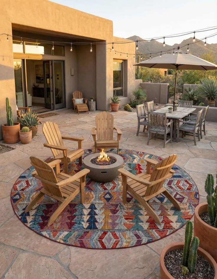 Detail image of 12' x 12'  Washable Modern Indoor / Outdoor Round Rug