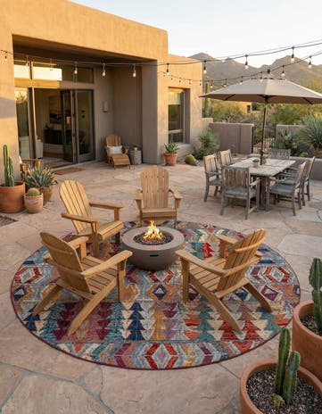 12' x 12' Easy-Clean Modern Indoor / Outdoor Round Rug