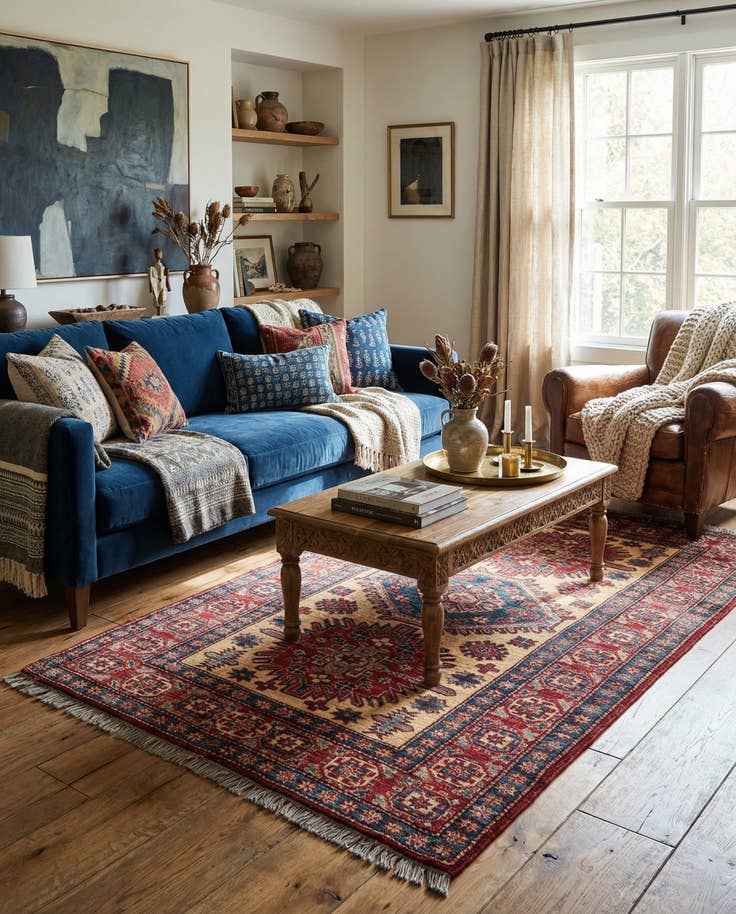 Detail image of 4' 1 x 6' 6 Hand Knotted Kazak Wool Rug