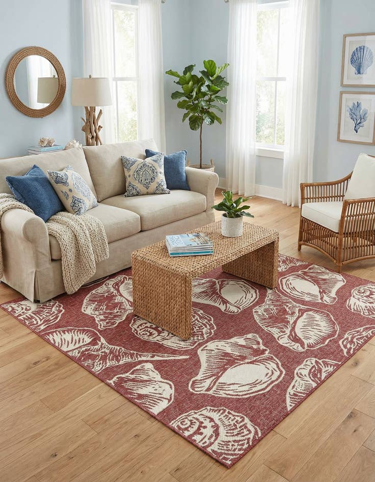 Detail image of  7' 10 x 7' 10  Washable Coastal Indoor / Outdoor Square Rug