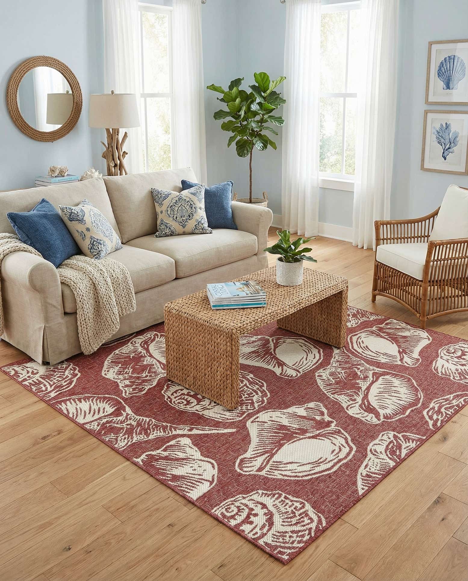 7' 10 x 7' 10 Easy-Clean Coastal Indoor / Outdoor Square Rug