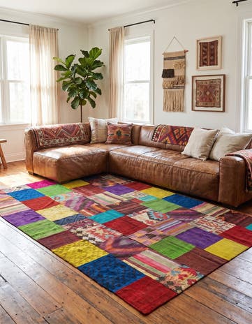 6' 7 x 10' Hand Woven Kilim Patchwork Wool Rug