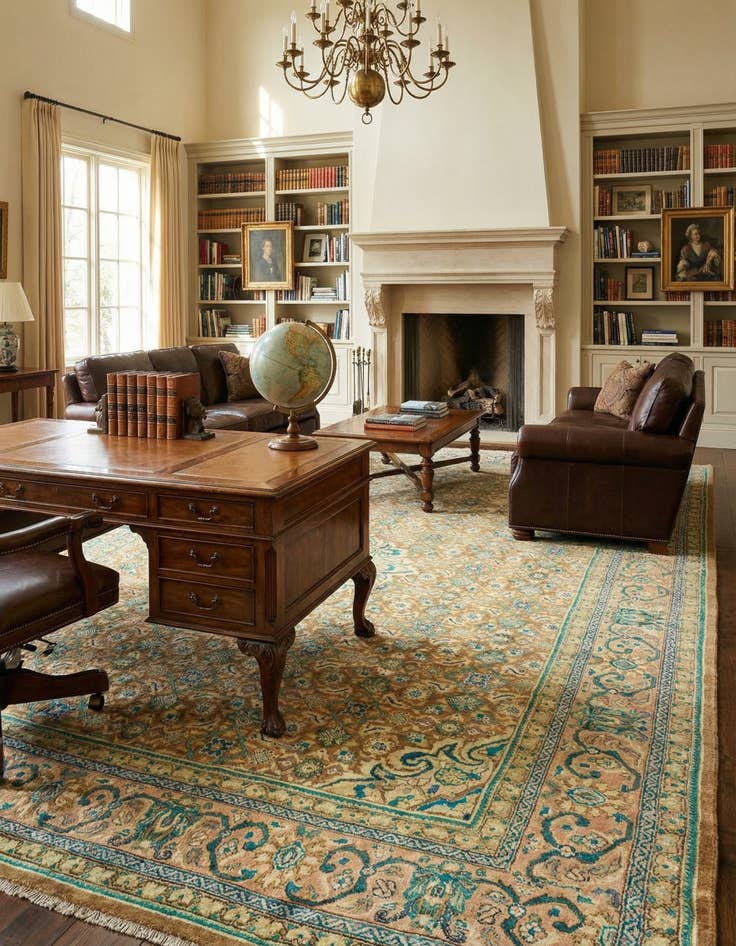 Detail image of 9' 6 x 13'  Hand Knotted Farahan Persian Wool Rug