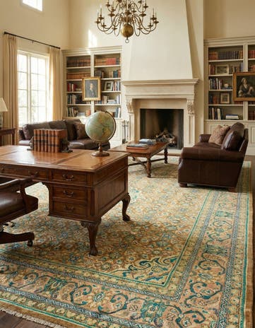 9' 6 x 13' Hand Knotted Farahan Persian Wool Rug
