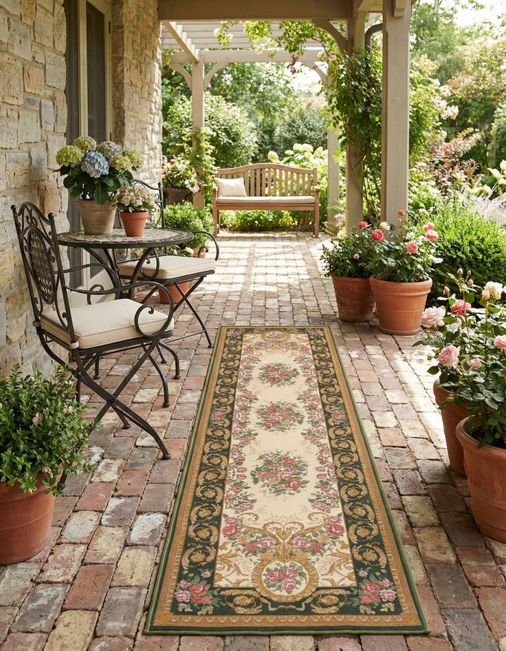 Detail image of 2' x 8'  Washable Traditional Indoor / Outdoor Runner Rug