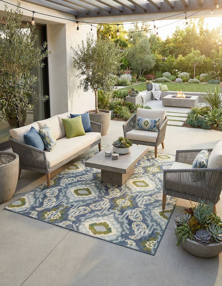 Detail image of 8' x 11' 4  Washable Modern Indoor / Outdoor Rug