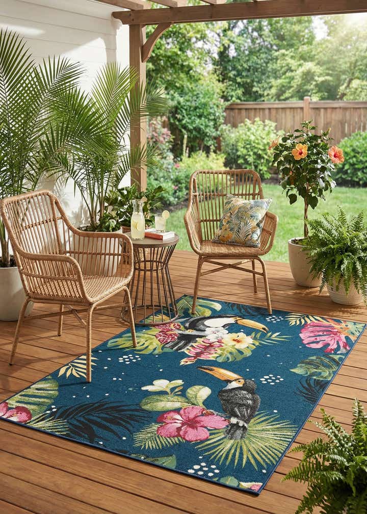 4' x 6' Easy-Clean Botanical Indoor / Outdoor Rug