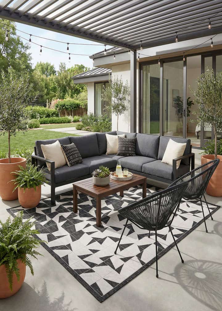 7' 10 x 7' 10 Easy-Clean Modern Indoor / Outdoor Square Rug