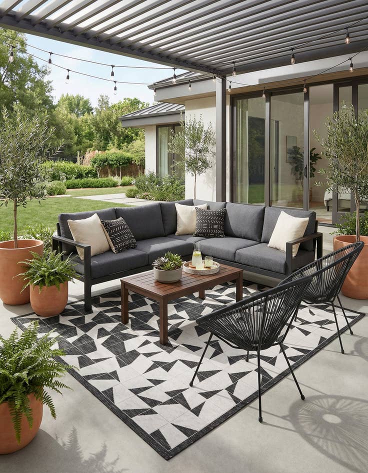 Detail image of 7' 10 x 7' 10 Easy-Clean Modern Indoor / Outdoor Square Rug