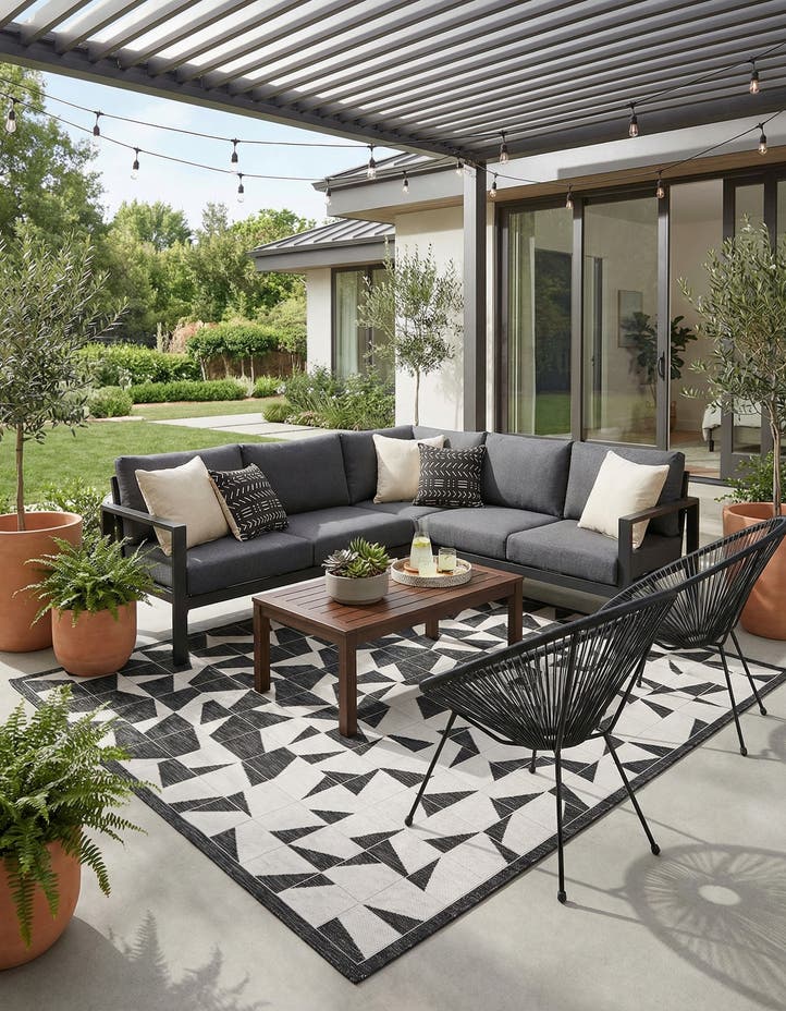 7' 10 x 7' 10 Easy-Clean Modern Indoor / Outdoor...