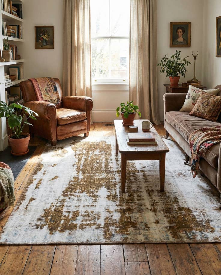 Detail image of 4' 7 x 5' 10 Hand Knotted Ultra Vintage Persian Wool Rug