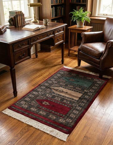 2' x 3' 4 Hand Knotted Bokhara Oriental Wool Rug