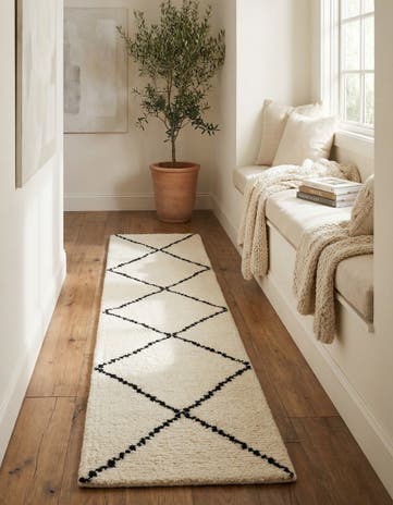 1' 3 x 8' 2 Hand Knotted Safiya Moroccan Wool Table Runner Rug