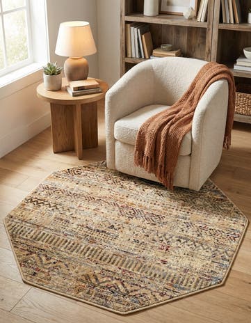 Beige Saturn Octagon Rug