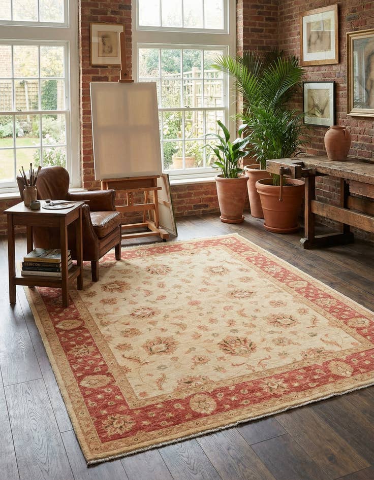 Detail image of 6' 8 x 8' 2 Hand Knotted Peshawar Ziegler Rug