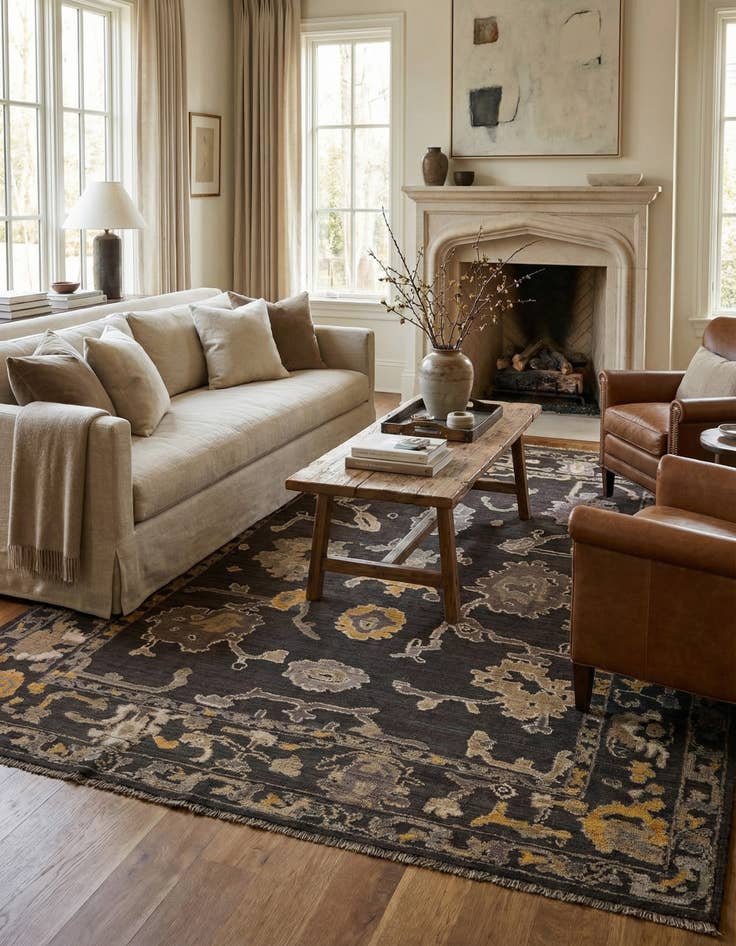 Detail image of 9' 10 x 13' 9  Hand Knotted Oushak Wool Rug