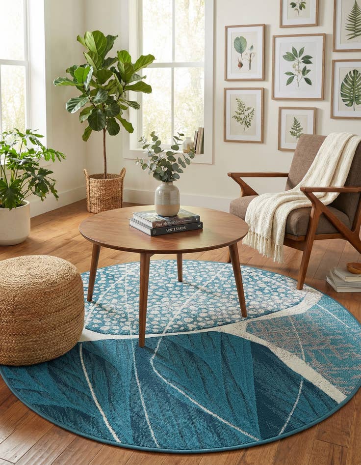 Detail image of  3' 3 x 3' 3  Washable Modern Indoor / Outdoor Round Rug